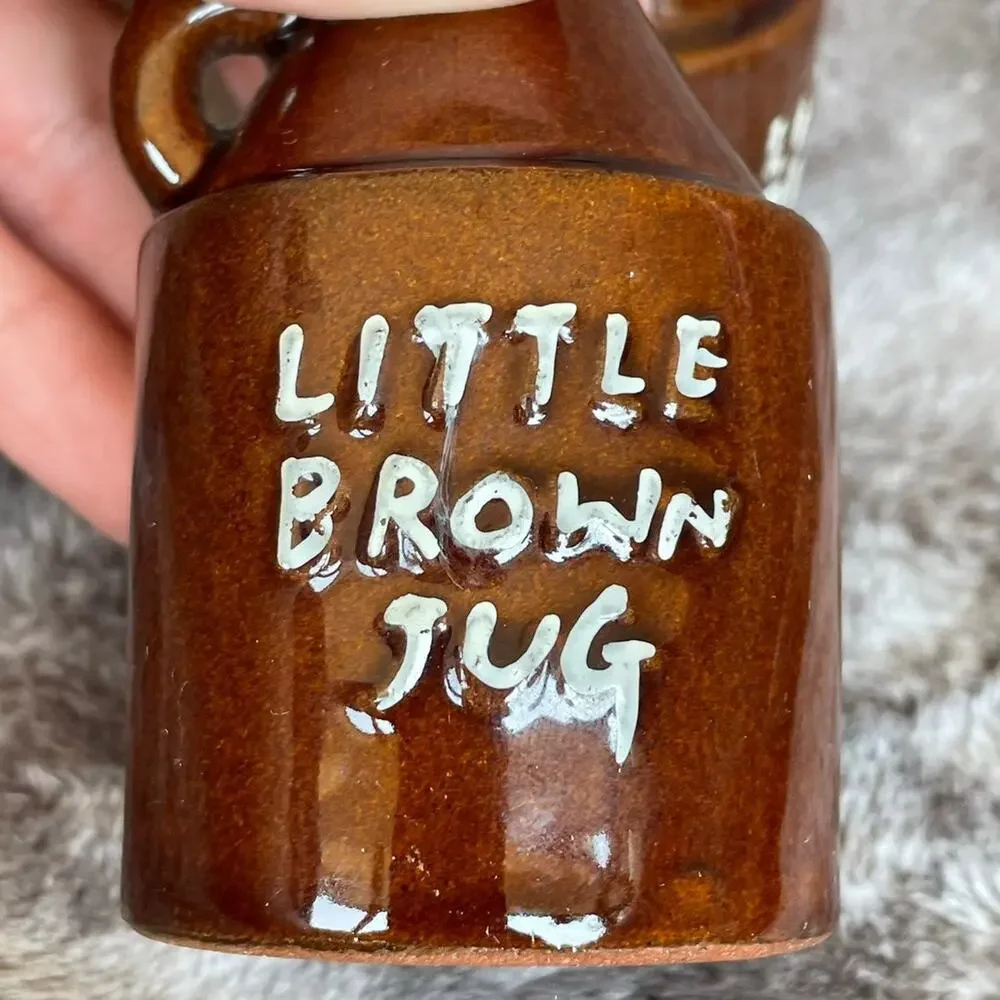 Little Brown Jug Salt & Pepper Shakers Vtg Moonshine Jugs 3